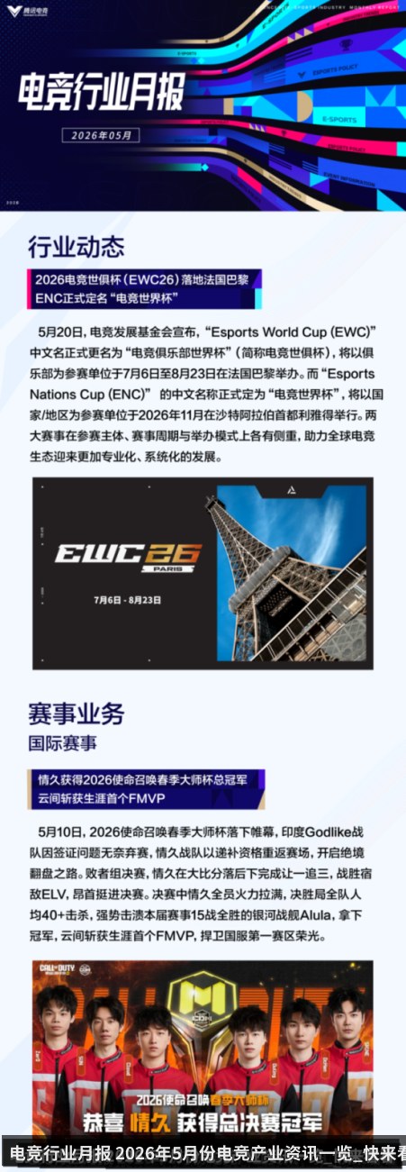 电竞行业月报 2026年5月份电竞产业资讯一览_快来看看有哪些内容吧_